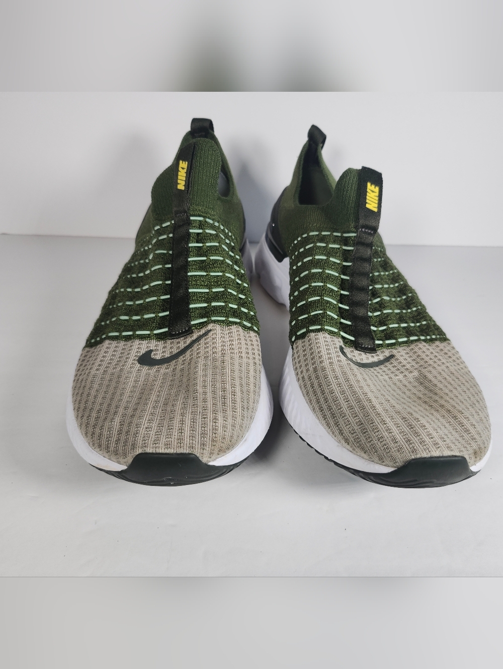 Nike React Phantom Olive Green Tan Run FlyKnit 2 Athletic Shoe Sneakers Men S 14 - Picture 3 of 10